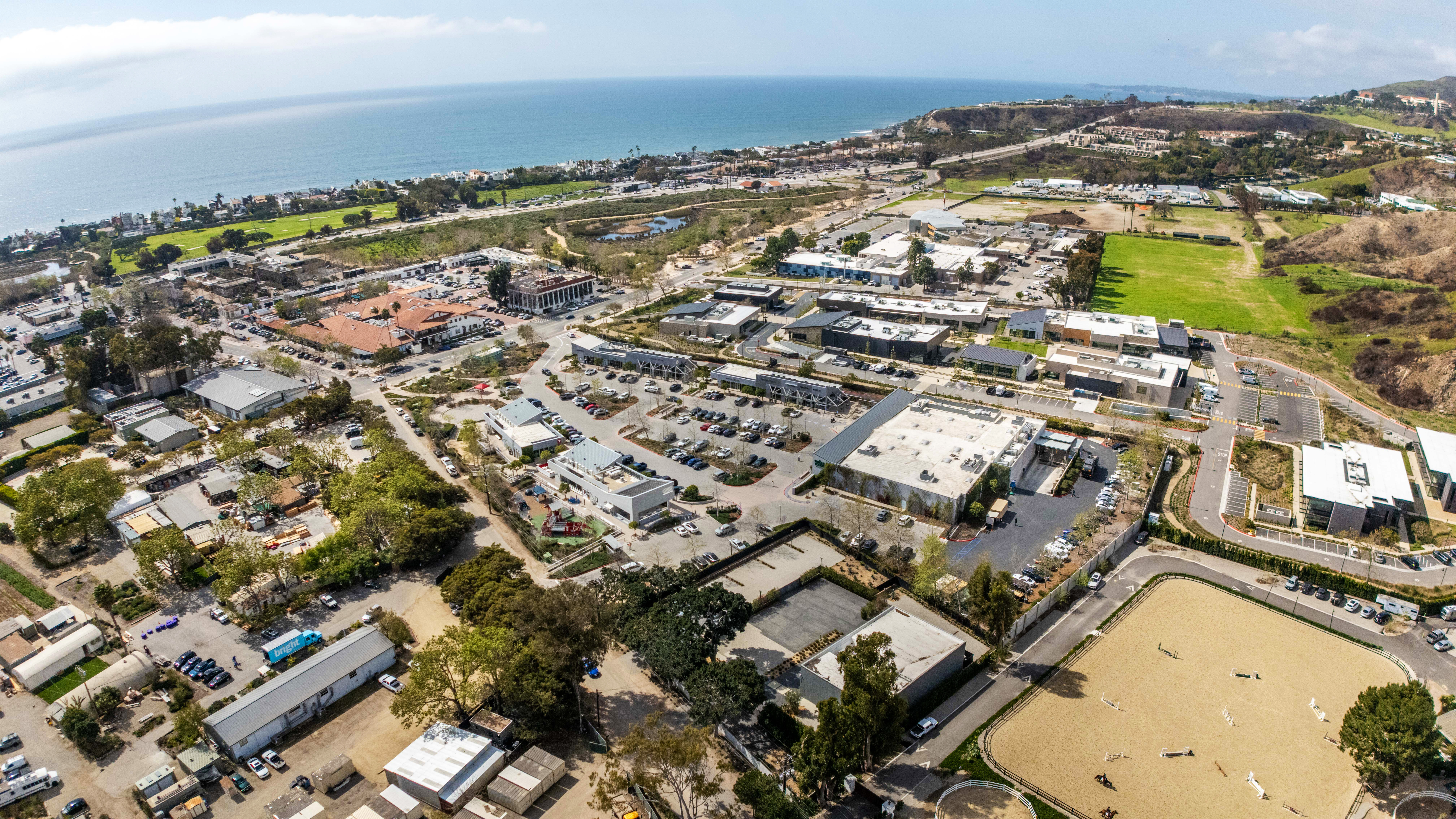 Aerial view of Malibu retail corridor